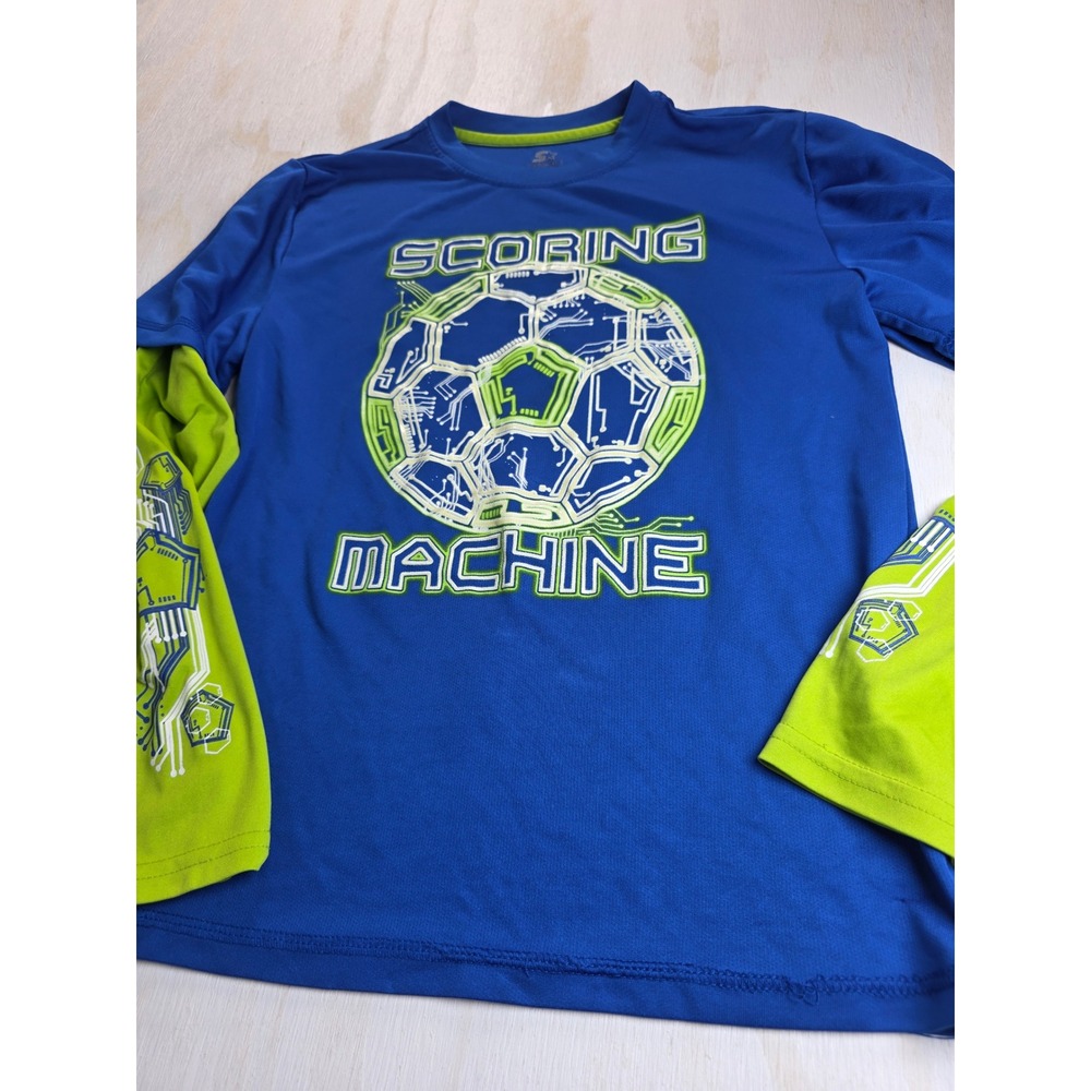 Starter Boys XL 14-16 Soccer Scoring Machine Graphic Long Sleeve Shirt Blue
